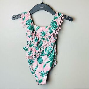 Nicole Miller Swim Suit One Piece Palm Trees Pink Size 6 Girls